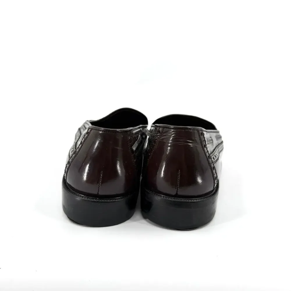 Vintage 90s Bor Jiann Dark Brown Genuine Leather Wingtip Tassel Kiltie Loafers